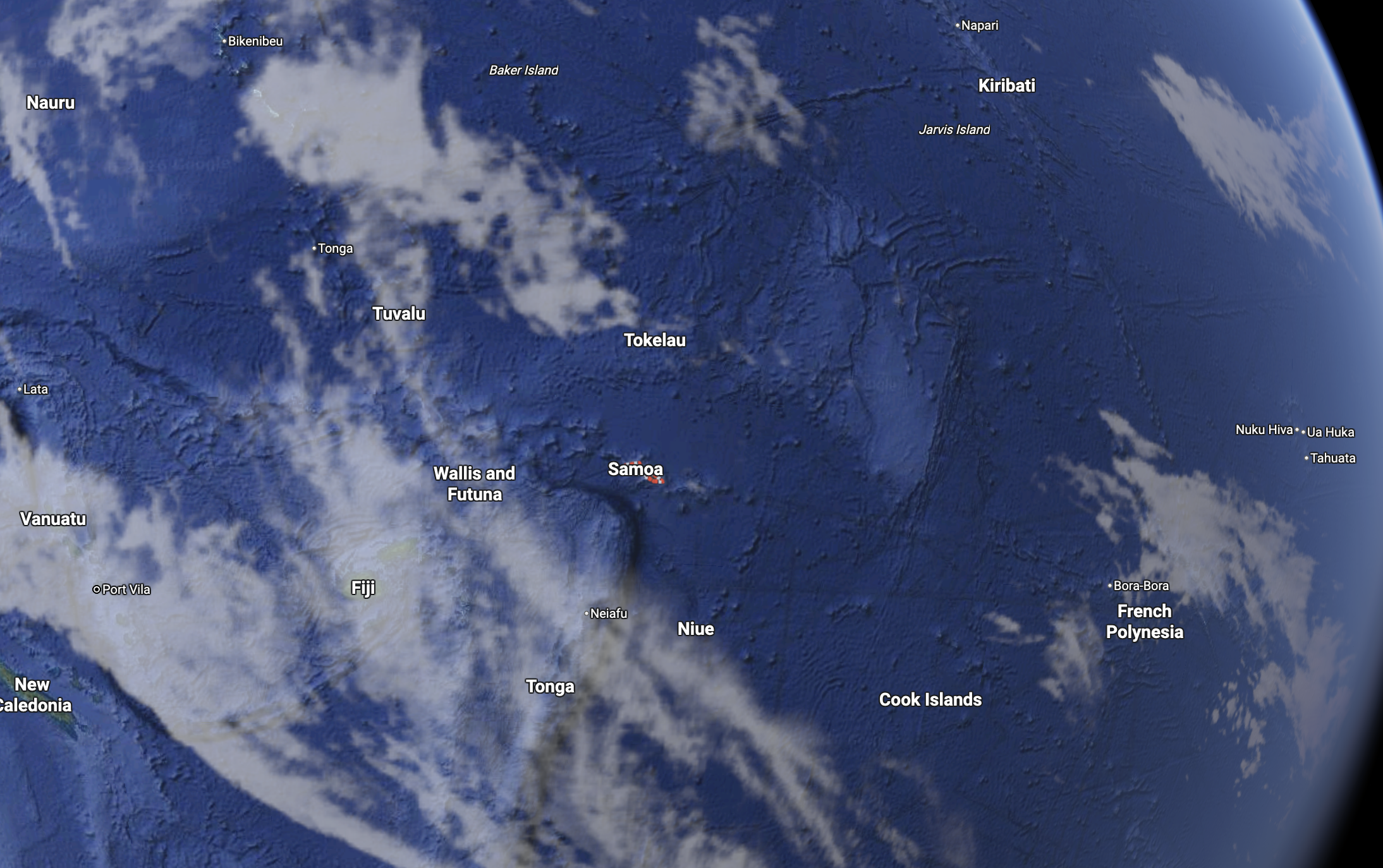 A map of the Samoa islands.